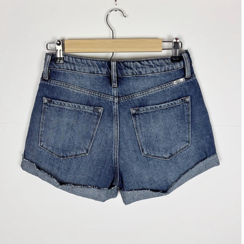 Kancan Denim Shorts Size 25 Exposed Button Fly Distressed Medium Wash - Picture 2 of 6